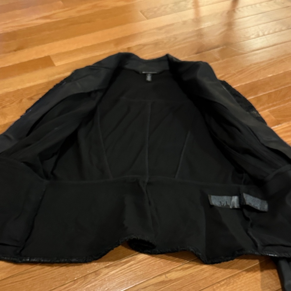 WHBM Faux Leather Lace Accent Zip-Front Women's Jacket - Picture 6 of 10